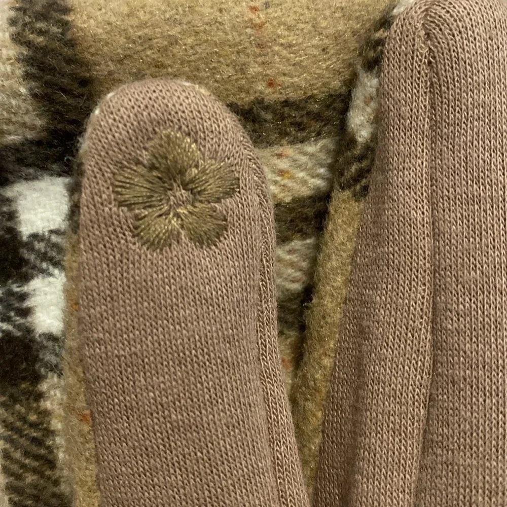 Cotton Blend Taupe Brown Striped Fashion Gloves